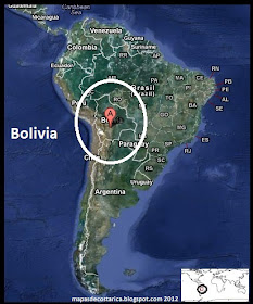 Bolivia en Sudamérica, Vista Satelital