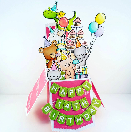 Birdie Brown Adorable Elephants, Beary Special Birthday, Cool Cat, Ewe Are the Best, Hog Heaven, and Magical Dragons stamp sets and Die-namics and Laina Lamb Design Stitched Banner Alphabet and Stitched Banner Numbers Die-namics - Amy Yang #mftstamps