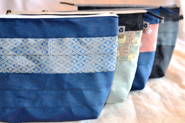 Kulturtasche aus Tatami-Heri, Takata Orimono, Japan, japanisch, handgefertigt, Kulturbeutel, Waschtasche, Kosmetiktasche