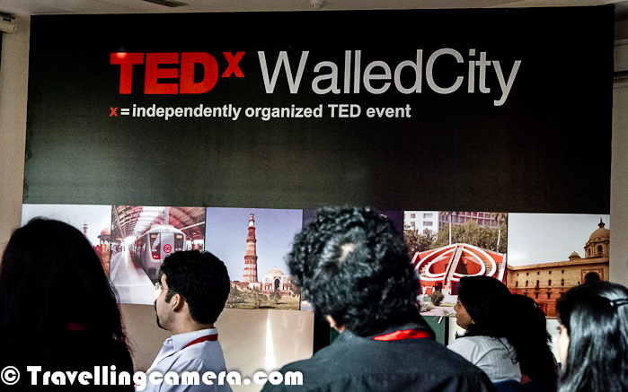 After attending TEDx Connaught Place at Indian American Center, I heard of TEDx WalledCity and registered for it. It happened on 8th April 2012 at Constitution Club of India. Here is a quick Photo Journey with my personal voews about the event !TEDx WalledCity was planned to start at 2:30 pm, so I started from Noida at 1:00 pm and reached at venue by 2:20 pm. After reaching the place I realized that there were very few folks in the hall. After lot of random chit-chat, a video started around 3:15 pm and I had already watched the video earlier, so this couldn't fill up for late start of the show.So in this TEDx event only videos were showcased with zero discussion about the ideas being shared through these videos. The simple question arises that why folks need to get together at a place for watching the videos which are available online. So if someone ask me about the worth of spending 6 hrs, outside the home and compromising on other things, to watch these videos? It's not worth... If it's not clear from above description of the event - There was no live speaker in the event, only videos were played During the event of 3 hrs, there was  small partial-interactive session where everyone was given a card to mention about gender discrimination and discuss ways to solve them. Some discussions happened in small groups of 4-6 folks. This was interesting part when we got to know about some folks in the hall.Getting clicked with this poster of the event was one of the main agenda :) ... So here I request to organizers of 'TEDx WalledCity' to think about some ideas to better organize TEDx events !