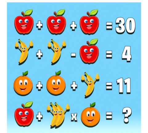 Tricky fruit Math puzzle solved with elaborate explainations.