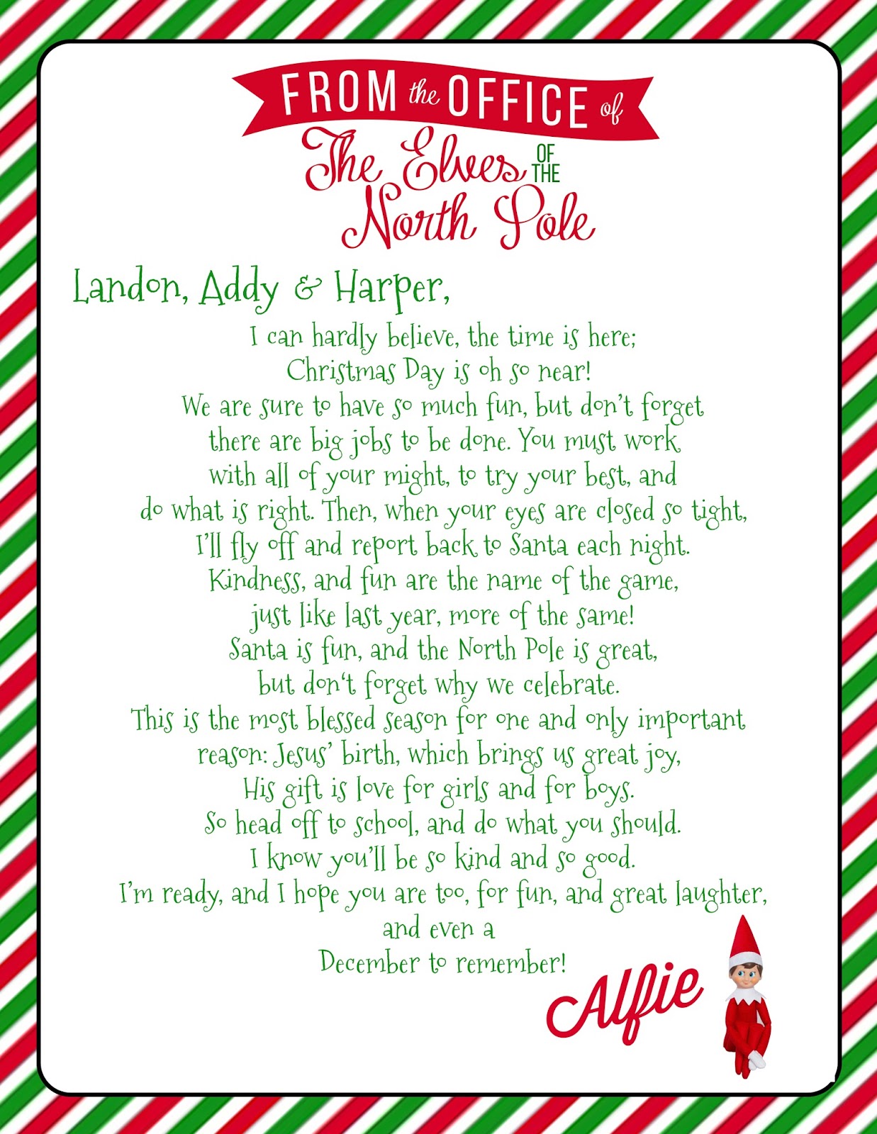 Growing up Godbold: {Elf on The Shelf} Welcome Letter with Free Printable