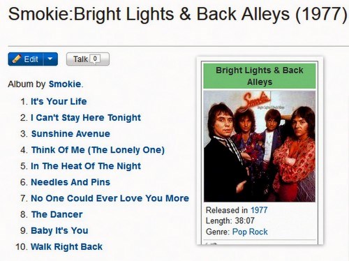 4. plate - ,, Smokie '' - Bright Lights And Back Alleys ( 1977 )
