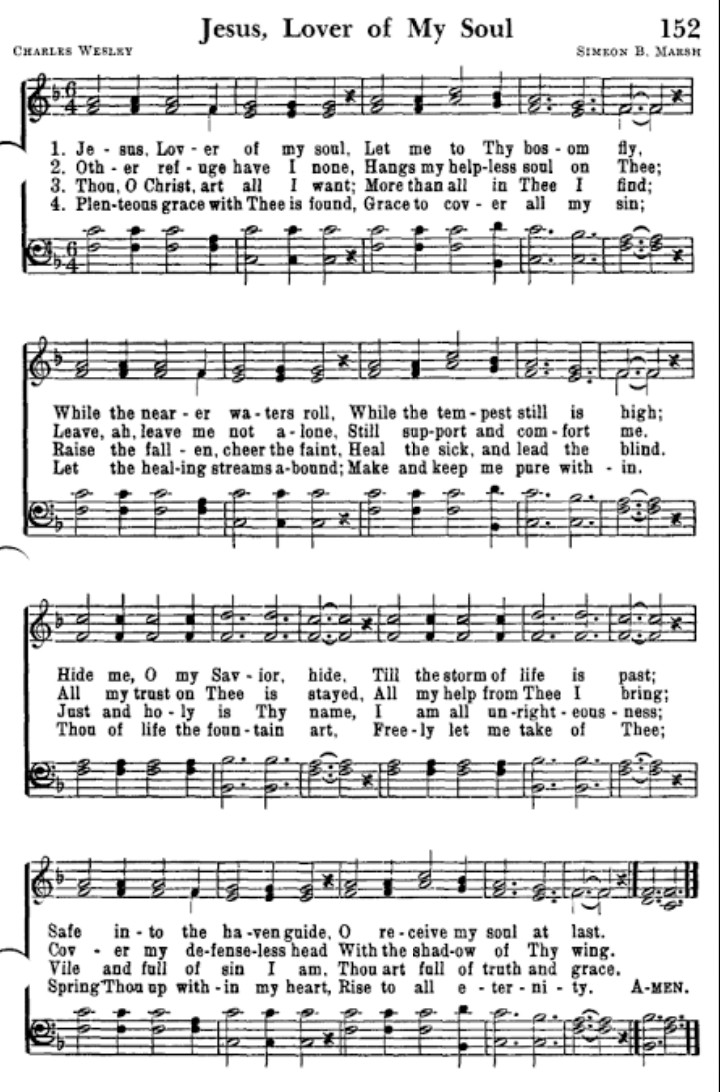 Tonic solfa of 'Jesus, Lover of my Soul'