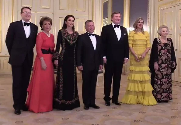 Queen Maxima wore Claes Iversen Dress. Queen Rania, Princess Beatrix, Prince Constantijn and Princess Margriet