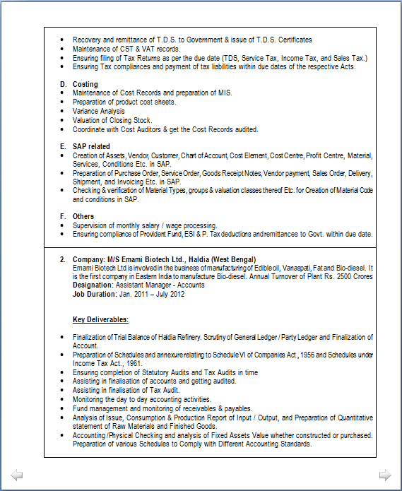 Sap abap 3 years experience resume format