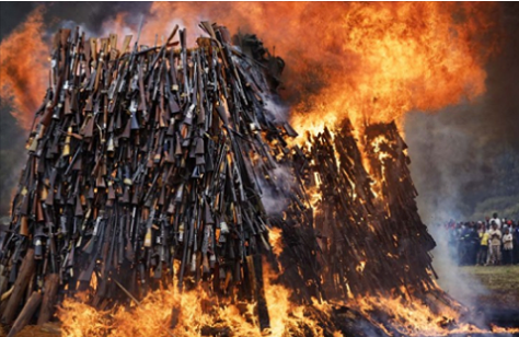 mmmm Kenya Police set 5,250 illegal firearms ablaze as message to urge others with similar weapons to surrender them