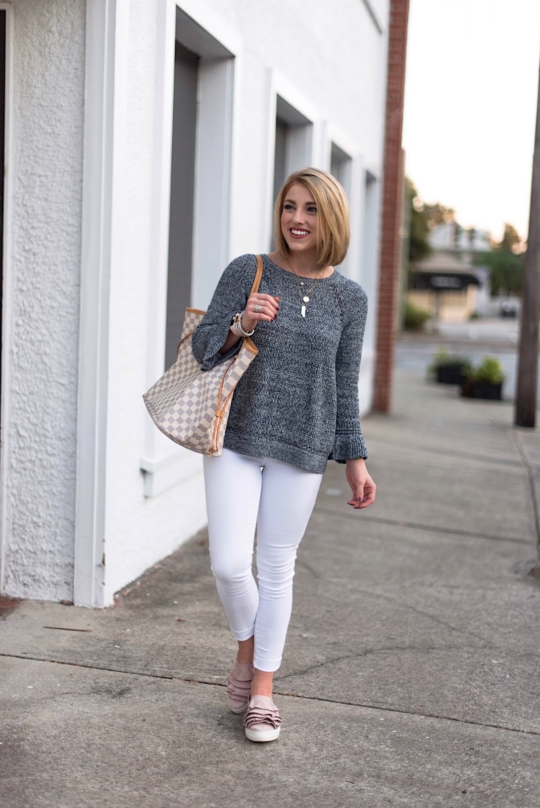How to wear white pants into the fall - Something Delightful Blog