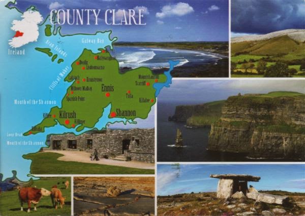 Map of County Clare, Ireland, with inserted views