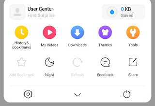 UC Browser menu
