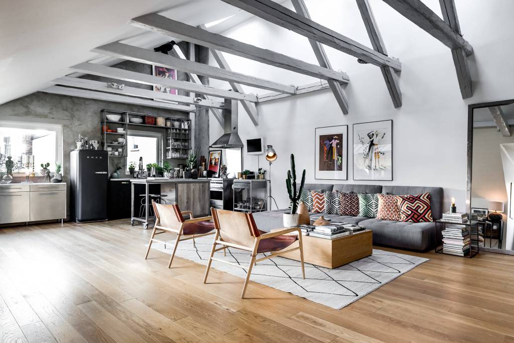 Charming attic with industrial vibes in Stockholm