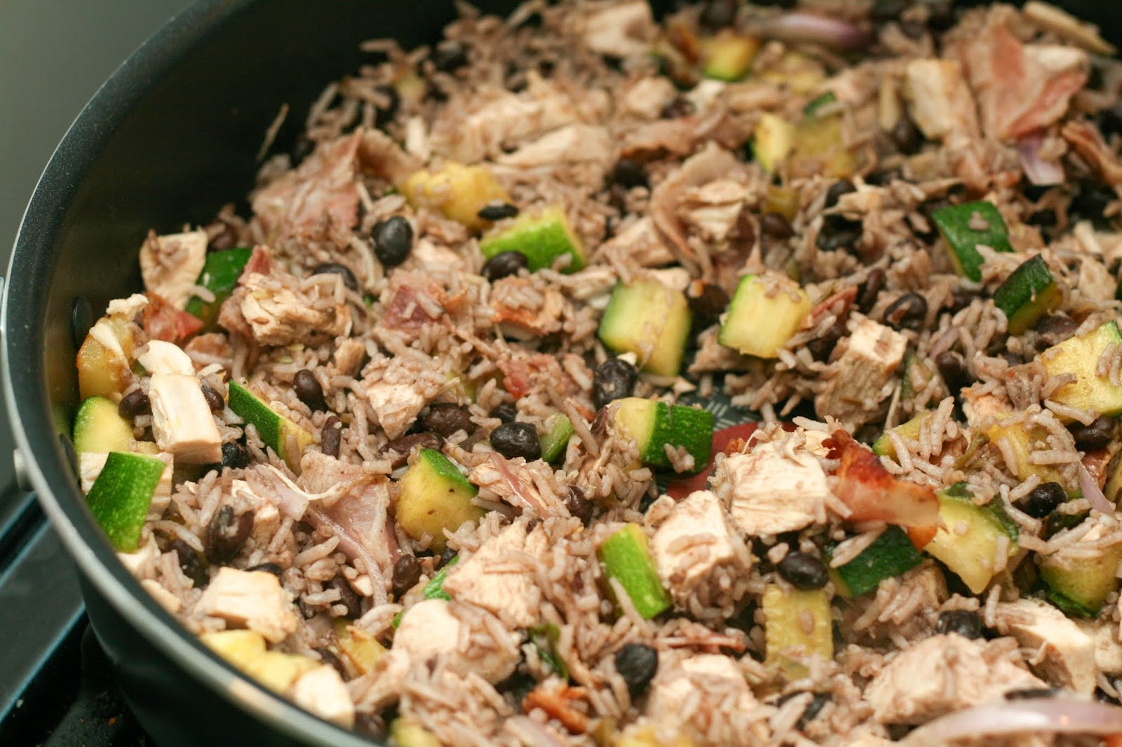 Cuban Black Beans and Rice Casserole with Turkey and Zucchini
