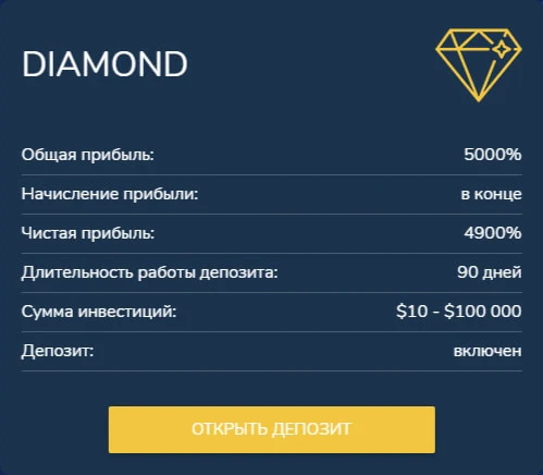 Инвестиционные планы B2B Diamond 6