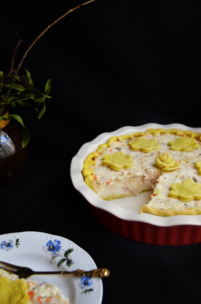 Tarta cu branza si pui