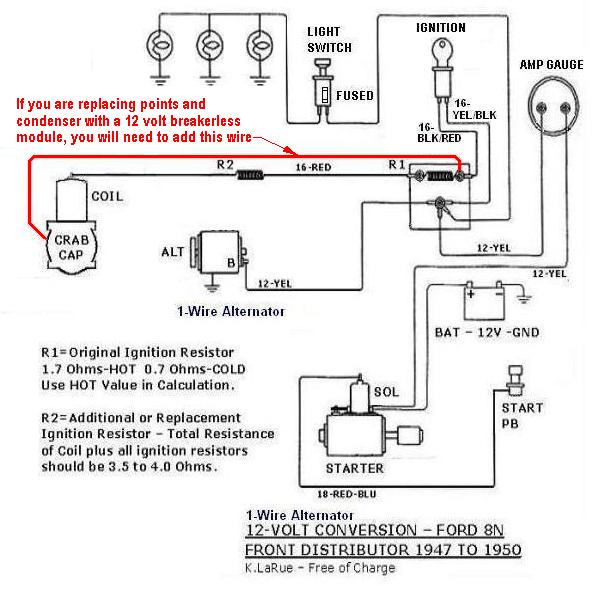 12V conversion wiring schematic for 1952 ford 8n #6
