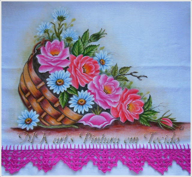 Pintura em Tecido com dicas e riscos: Riscos Para Pintura em Tecido Cestas  de Flores