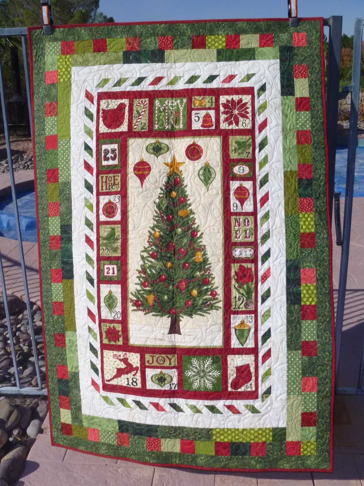 WHERE'S THE DUDE Christmas Tree Panel Quilt Finisih