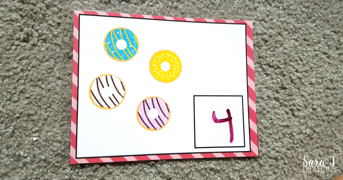 Super cute donut math and literacy activities that are perfect for preschool and kindergarten classroom centers or homeschool activities with little ones.