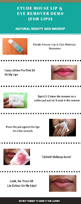 step by step guide on how to use Etude House Lip & Eye Remover for lips