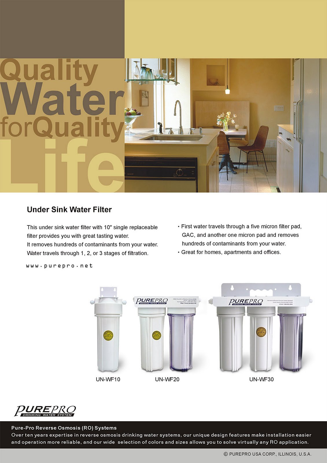 PurePro® 3 Stage Under Sink Water Filtration System