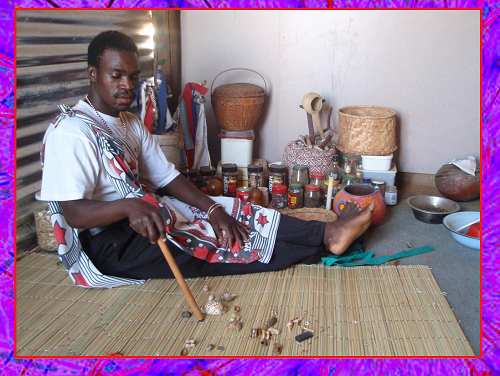 Animal bones, sea shells, and nuts used by Sangoma’s for readings