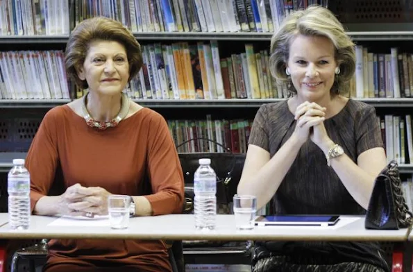 Crown Princess Mathilde of Belgium has made a visit to the College Saint-Hubert in Watermael-Boitsfort