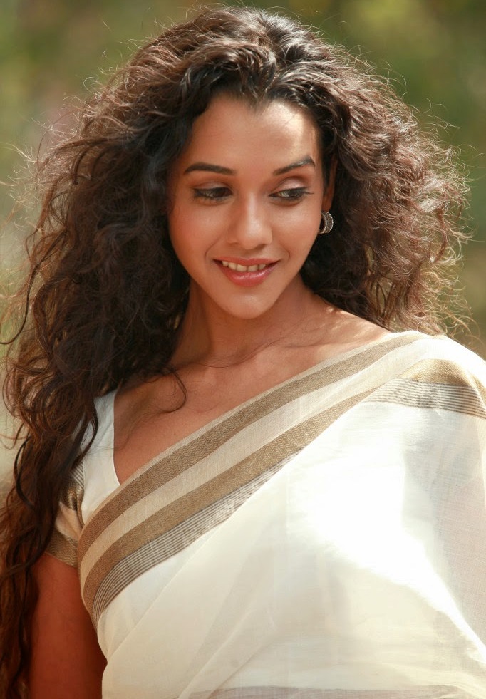 Actress Anu Priya Long Hair Stills In White Saree