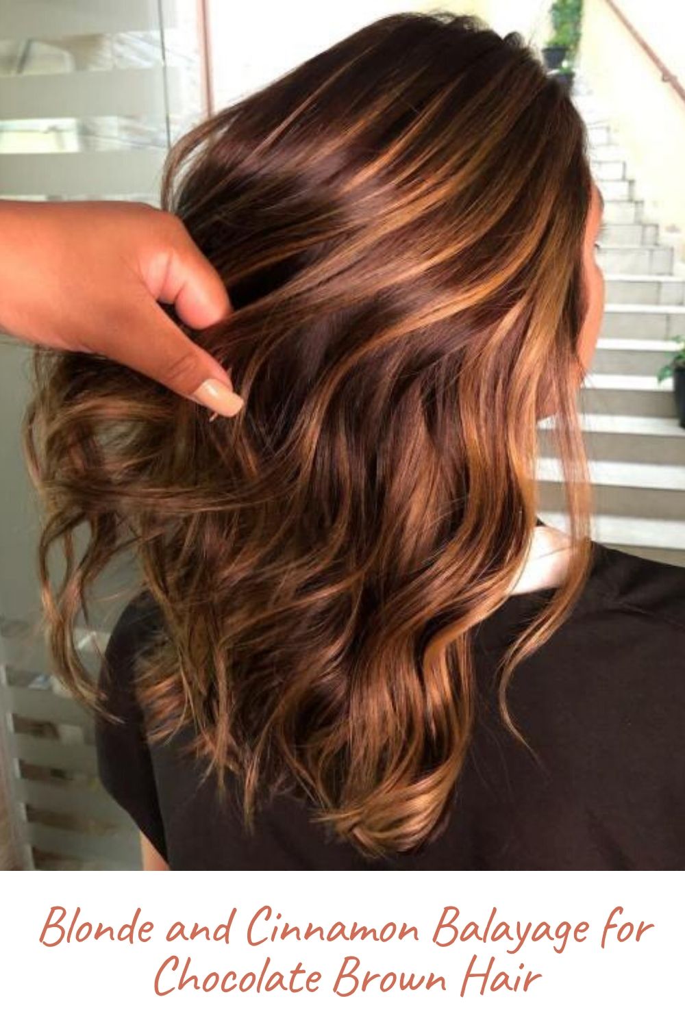 Blonde and Cinnamon Balayage for Chocolate Brown Hair