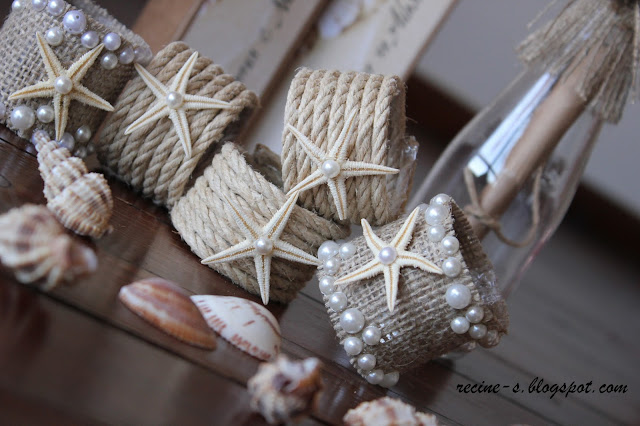 çuval bezinden deniz temalı peçete halkaları