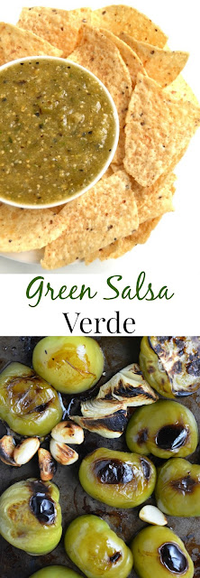 Green Salsa Verde is ready in 15 minutes and is loaded with flavor. Filled with fresh tomatillos, garlic, onions, cilantro and lime juice, it is sure to be a favorite sauce! www.nutritionistreviews.com