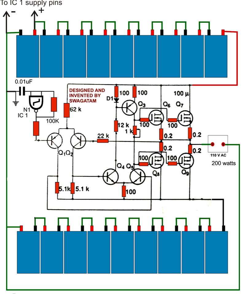 How to Make a 200 Watt Transformerless Inverter Circuit