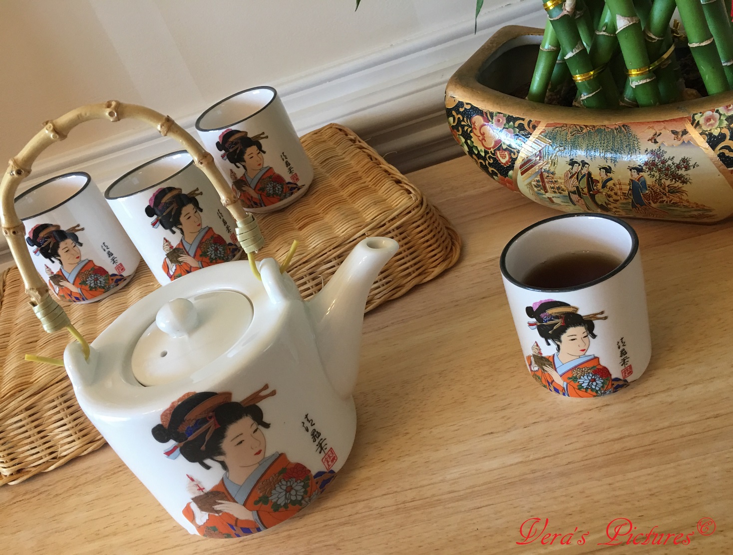 Chat with Vera Enjoying Tea Company has many beautiful tea sets. The