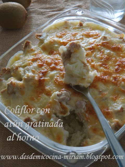 Coliflor con atún gratinada al horno