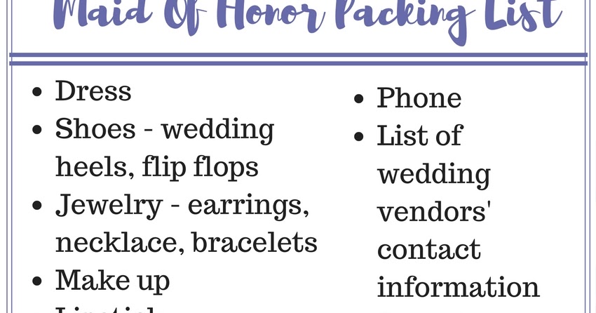 to do list for maid of honor