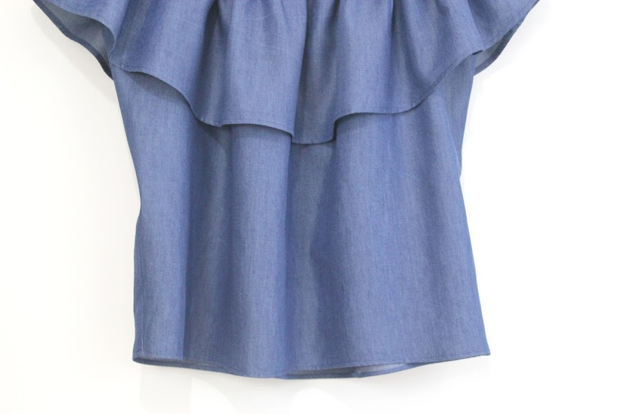 diy patrones camiseta denim sin hombros mujer