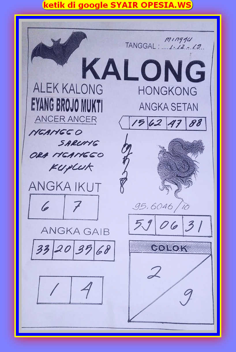 6+ Prediksi Hk Hari Ini Kalong Eyang Brojo Mukti