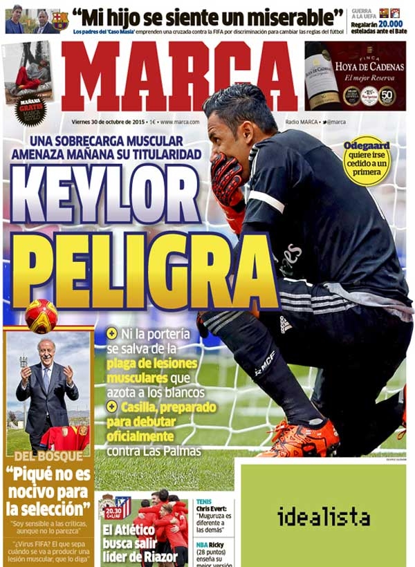 Real Madrid, Marca: "Keylor peligra"