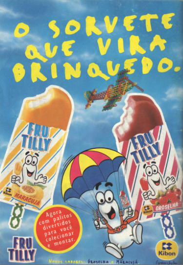Propaganda impressa do picolé Frutilly da Kibon em 1995.