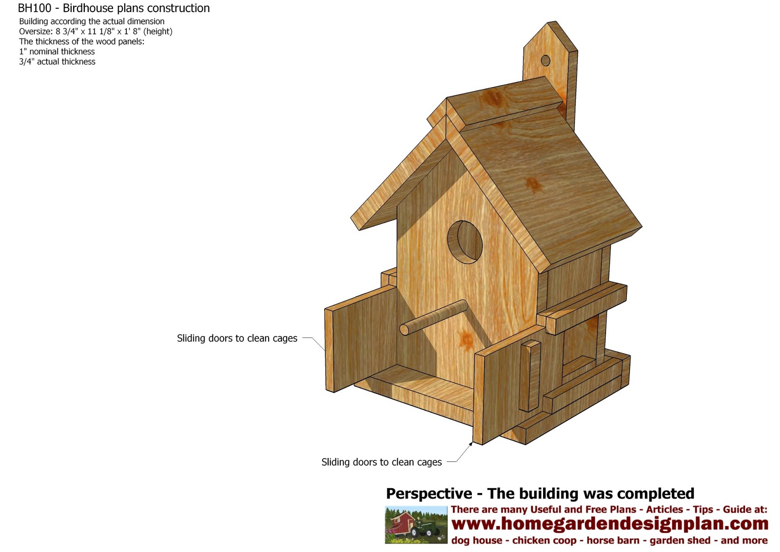 home garden plans: BH100 - Bird House Plans Construction - Bird House 
