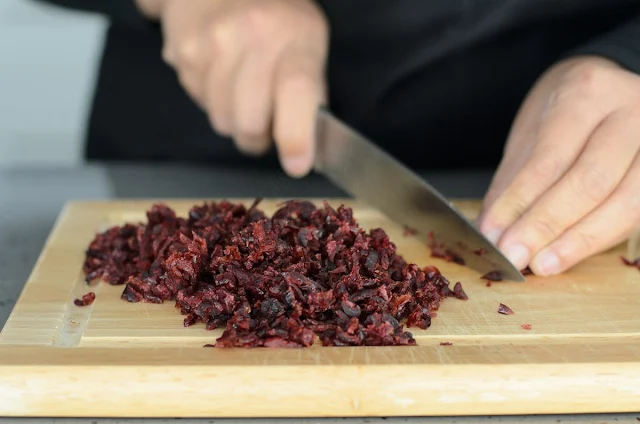 chopping dried cranberries