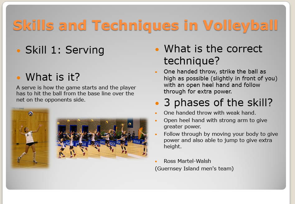 Olivias PTS skills, techniques and tactics in volleyball