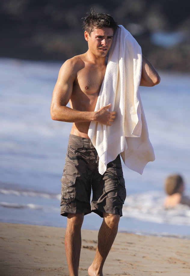 WE LOVE HOT GUYS: Zac Efron on the beach with his brother