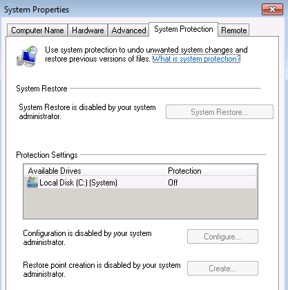 system restore is disabled by your system administrator system restore is disabled by your system administrator
