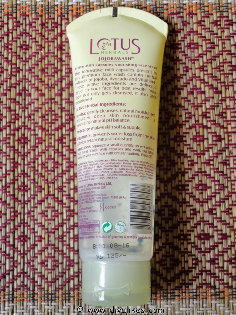 Lotus Herbals Jojobawash Active Milli Capsules Nourishing Face Wash