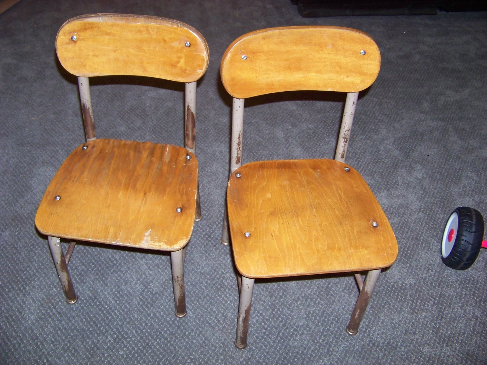 The Sunset Lane little green school chairs