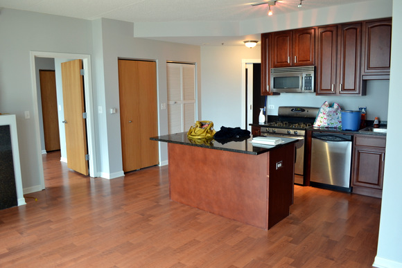 Kitchen Apartment Tour: Our open and spacious kitchen with awesome kitchen island.