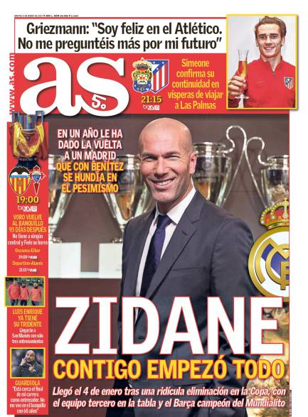 Real Madrid, AS: "Zidane, contigo empezó todo"