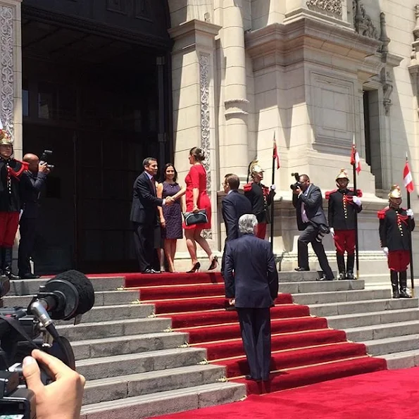 Crown Princess Victoria of Sweden met with President Ollanta Humala of Peru at Government Palace in Lima, Peru