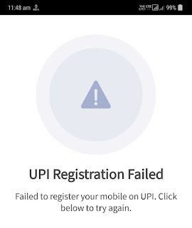 UPI Registration Failed error