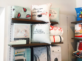 cushions on shelf
